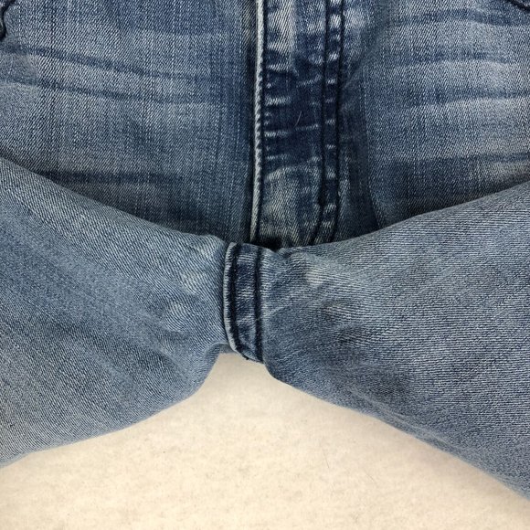 KanCan Women's Size 9/28 Mid Rise Distressed Blue Stretch Denim Skinny Jeans - Picture 8 of 13